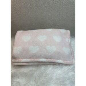 $23 🌙 Parents Choice Fleece Baby Blanket Pink White Hearts Cozy CLEAN